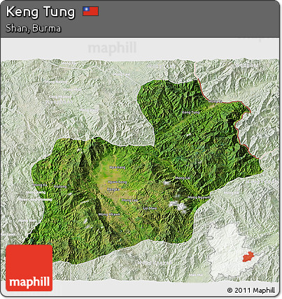 Satellite 3D Map of Keng Tung, lighten