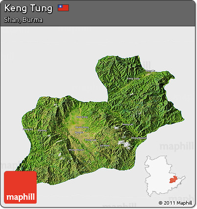Satellite 3D Map of Keng Tung, single color outside