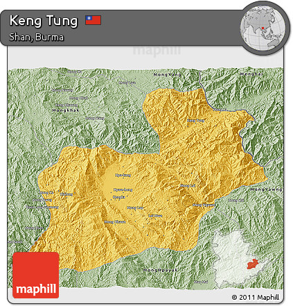 Savanna Style 3D Map of Keng Tung