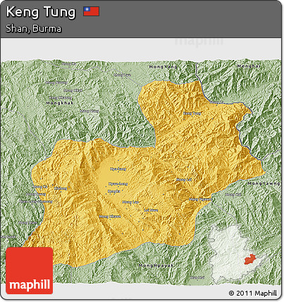 Savanna Style 3D Map of Keng Tung