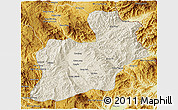 Shaded Relief 3D Map of Keng Tung, physical outside