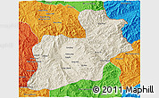 Shaded Relief 3D Map of Keng Tung, political outside