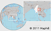 Gray Location Map of Keng Tung, highlighted country, within the entire country