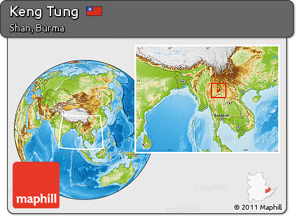 Physical Location Map of Keng Tung, within the entire country