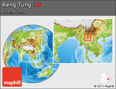 Physical Location Map of Keng Tung, within the entire country
