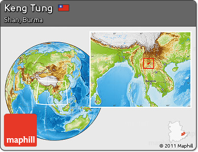 Physical Location Map of Keng Tung, within the entire country