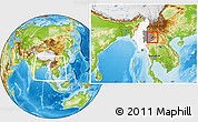 Physical Location Map of Keng Tung, highlighted country, highlighted parent region, within the entire country