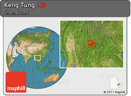 Satellite Location Map of Keng Tung