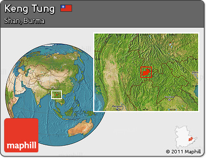 Satellite Location Map of Keng Tung