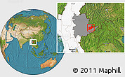Satellite Location Map of Keng Tung, highlighted country, highlighted parent region