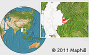Satellite Location Map of Keng Tung, highlighted country