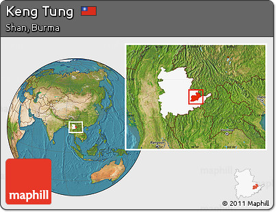 Satellite Location Map of Keng Tung, highlighted parent region