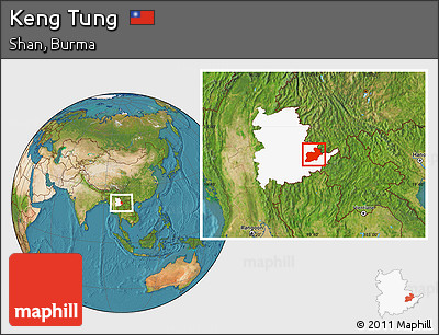 Satellite Location Map of Keng Tung, highlighted parent region