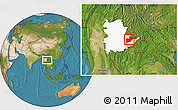 Satellite Location Map of Keng Tung, highlighted parent region