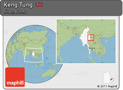 Savanna Style Location Map of Keng Tung, highlighted country, within the entire country