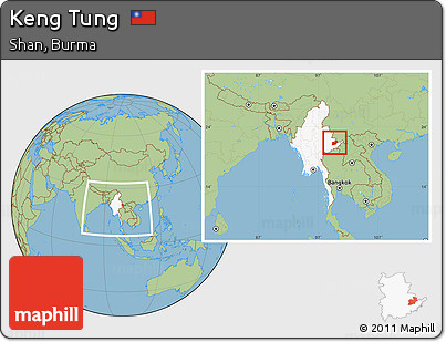 Savanna Style Location Map of Keng Tung, highlighted country, within the entire country
