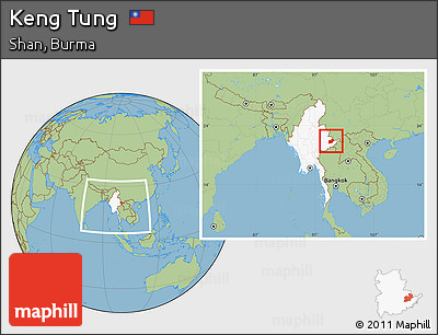 Savanna Style Location Map of Keng Tung, highlighted country, within the entire country