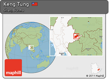 Savanna Style Location Map of Keng Tung, highlighted country