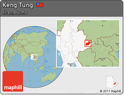 Savanna Style Location Map of Keng Tung, highlighted country