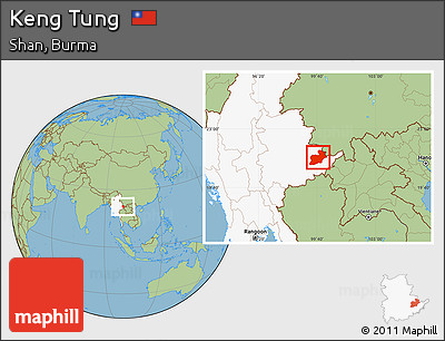Savanna Style Location Map of Keng Tung, highlighted country