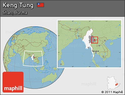 Savanna Style Location Map of Keng Tung, highlighted country, highlighted parent region, within the entire country