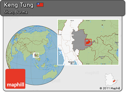 Savanna Style Location Map of Keng Tung, highlighted country, highlighted parent region
