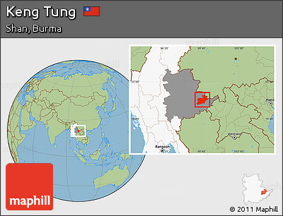 Savanna Style Location Map of Keng Tung, highlighted country, highlighted parent region