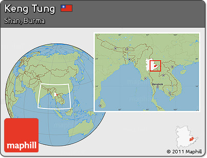 Savanna Style Location Map of Keng Tung, highlighted parent region, within the entire country