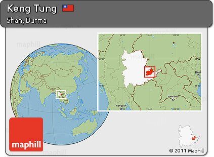 Savanna Style Location Map of Keng Tung, highlighted parent region