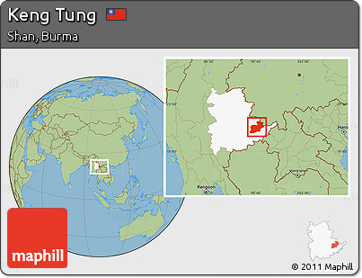 Savanna Style Location Map of Keng Tung, highlighted parent region