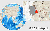 Shaded Relief Location Map of Keng Tung, highlighted country, highlighted parent region