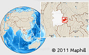 Shaded Relief Location Map of Keng Tung, highlighted parent region