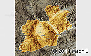 Physical Map of Keng Tung, darken, semi-desaturated