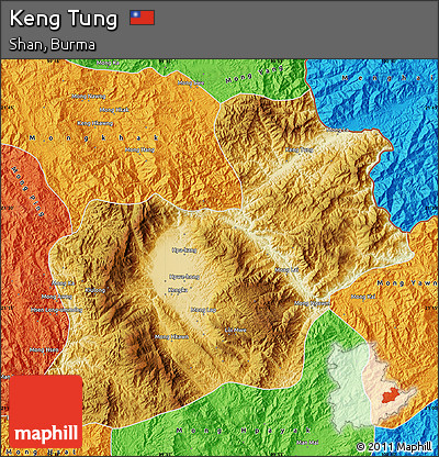 Physical Map of Keng Tung, political outside