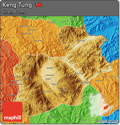 Physical Map of Keng Tung, political outside