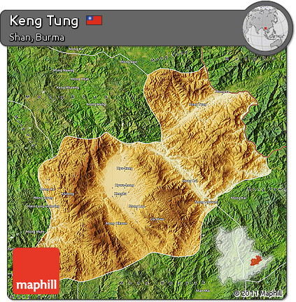 Physical Map of Keng Tung, satellite outside