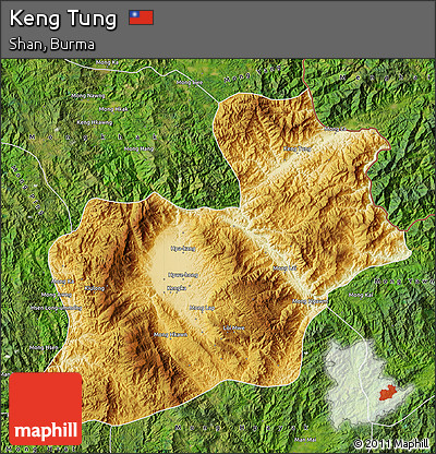 Physical Map of Keng Tung, satellite outside