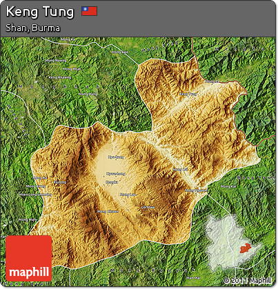 Physical Map of Keng Tung, satellite outside