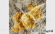 Physical Map of Keng Tung, semi-desaturated