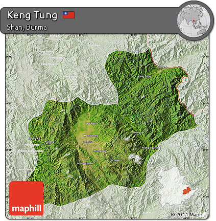 Satellite Map of Keng Tung, lighten