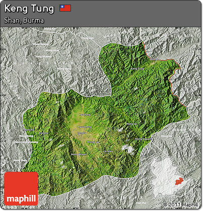 Satellite Map of Keng Tung, lighten, semi-desaturated