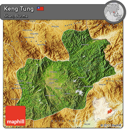Satellite Map of Keng Tung, physical outside