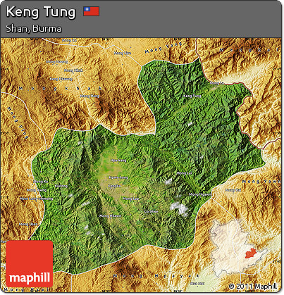 Satellite Map of Keng Tung, physical outside