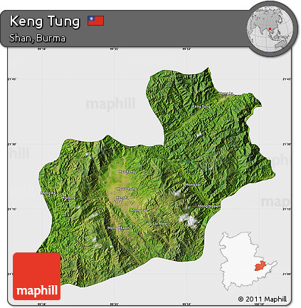 Satellite Map of Keng Tung, single color outside