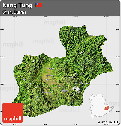 Satellite Map of Keng Tung, single color outside