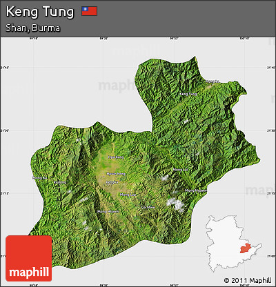 Satellite Map of Keng Tung, single color outside