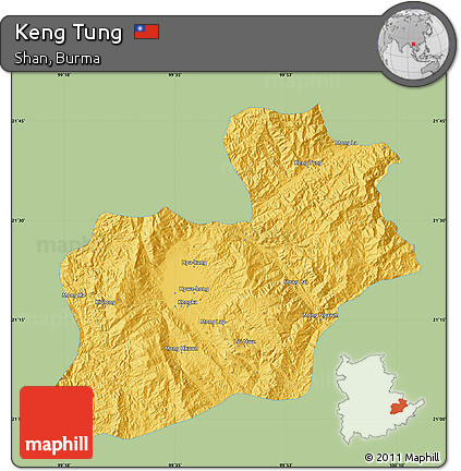 Savanna Style Map of Keng Tung, single color outside