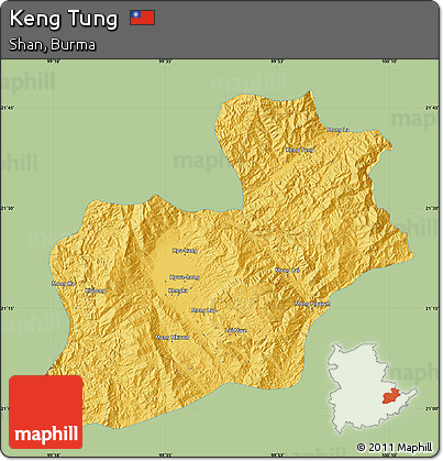 Savanna Style Map of Keng Tung, single color outside
