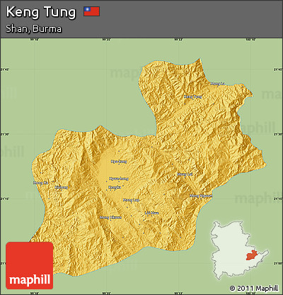 Savanna Style Map of Keng Tung, single color outside