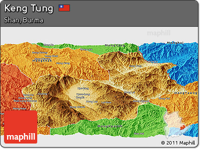 Physical Panoramic Map of Keng Tung, political outside